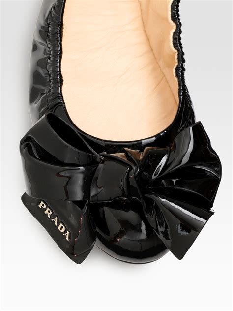 prada patent flats with bow|Women's Prada Flats .